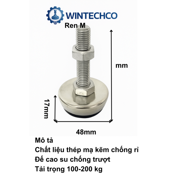 Chân tăng chỉnh thép mạ D48