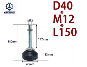 Chân tăng chỉnh đế nhựa D40xM12x150