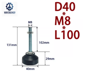 Chân tăng chỉnh đế nhựa D40xM8x100