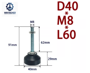 Chân tăng chỉnh đế nhựa D40xM8x60