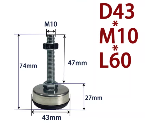 Chân tăng chỉnh thép mạ D43xM10x60