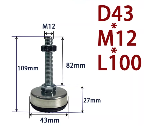 Chân tăng chỉnh thép mạ D43xM12x100