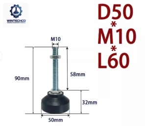Chân tăng chỉnh đế nhựa D50xM10x60