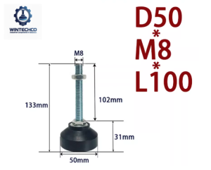 Chân tăng chỉnh đế nhựa D50xM8x100