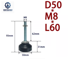 Chân tăng chỉnh đế nhựa D50xM8x60