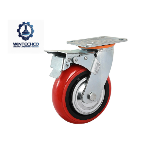 Bánh xe PU Hàn Quốc D100 (4 inch) xoay khóa