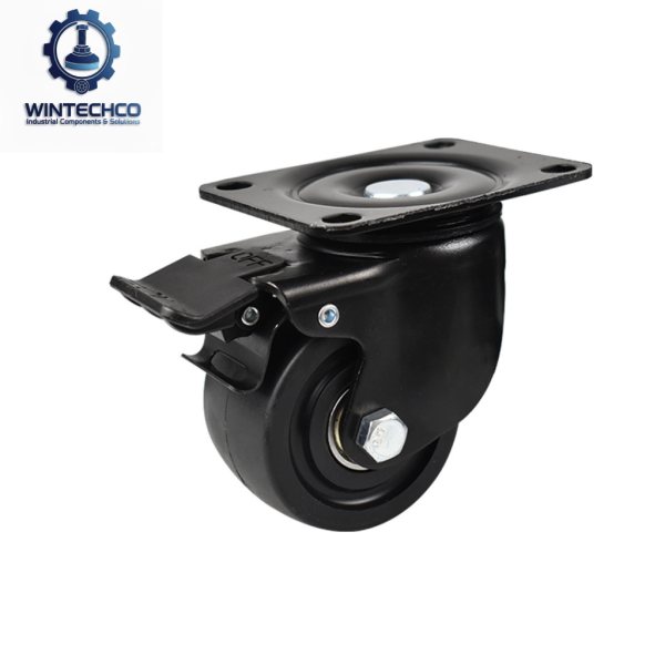 Bánh xe đen lùn D75 xoay khóa