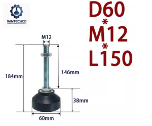 Chân tăng chỉnh đế nhựa D60xM12x150