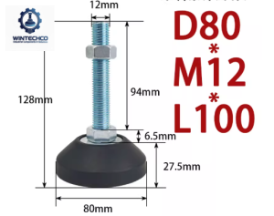 Chân tăng chỉnh đế nhựa D80xM12x100