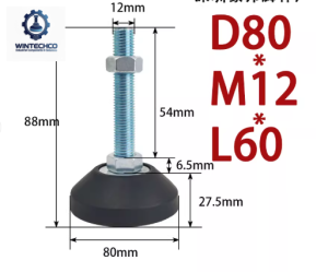 Chân tăng chỉnh đế nhựa D80xM12x60