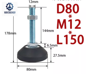 Chân tăng chỉnh đế nhựa D80xM12x150