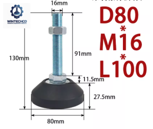 Chân tăng chỉnh đế nhựa D80xM16x100