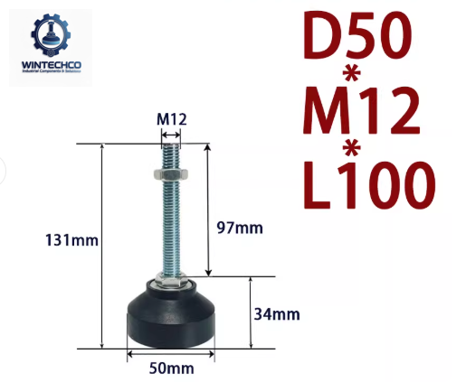 Chân tăng chỉnh đế nhựa D50xM12x100