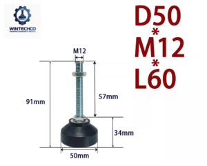 Chân tăng chỉnh đế nhựa D50xM12x60