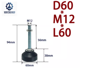 Chân tăng chỉnh đế nhựa D60xM12x60