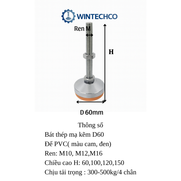 Chân tăng chỉnh chịu tải nặng D60