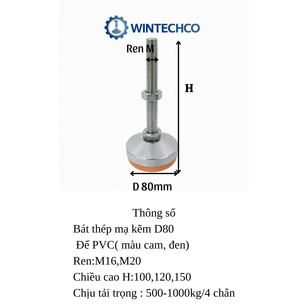 Chân tăng chỉnh chịu tải nặng D80