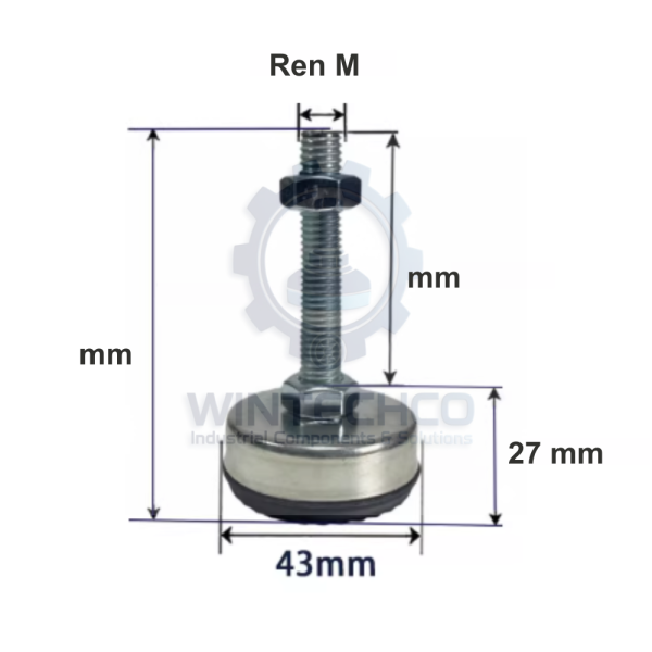 Chân tăng chỉnh thép mạ D43