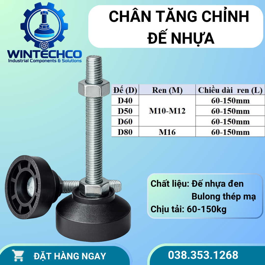 Chân tăng chỉnh đế nhựa